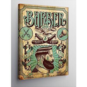 Kanvas Tablo Berber Dükkanı Temalı