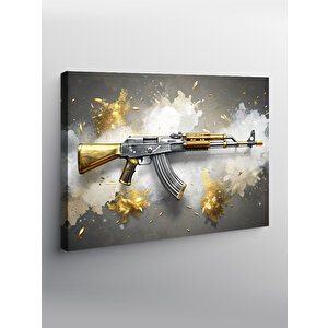 Kanvas Tablo Ak-47 Gold Rengi