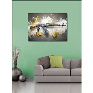 Kanvas Tablo Ak-47 Gold Rengi