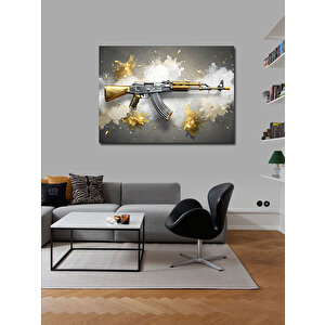 Kanvas Tablo Ak-47 Gold Rengi