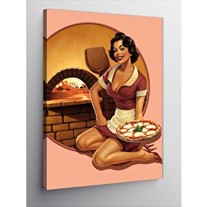 Kanvas Tablo Pizza Yapan Kadın 100x140 cm