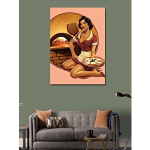 Kanvas Tablo Pizza Yapan Kadın 100x140 cm
