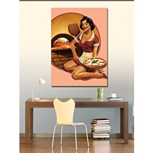Kanvas Tablo Pizza Yapan Kadın 100x140 cm