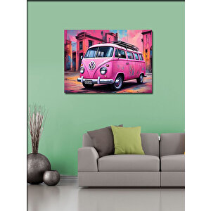 Kanvas Tablo Pembe Minibüs 70x100 cm