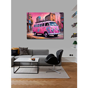 Kanvas Tablo Pembe Minibüs