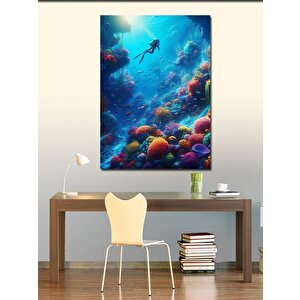 Kanvas Tablo Dalış Yapan Dalgıç 100x140 cm