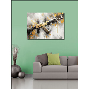 Kanvas Tablo Gold Ak-47 100x140 cm