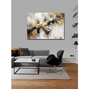 Kanvas Tablo Gold Ak-47 100x140 cm