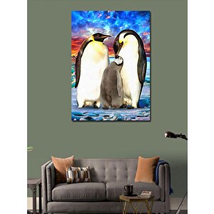 Kanvas Tablo Sevimli Penguen Ailesi 100x140 cm