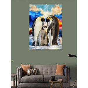 Kanvas Tablo Sevimli Penguen Ailesi 100x140 cm
