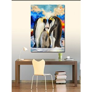 Kanvas Tablo Sevimli Penguen Ailesi 100x140 cm