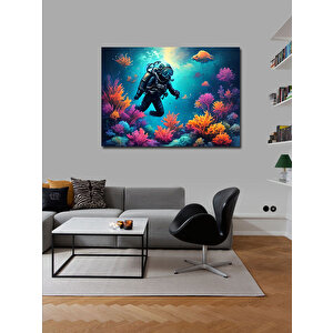 Kanvas Tablo Dalış Yapan Dalgıç 100x140 cm