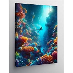 Kanvas Tablo Dalış Yapan Dalgıç 70x100 cm