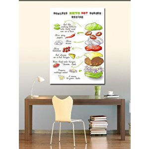 Kanvas Tablo Hamburger Tarifi Mutfak Temalı 100x140 cm