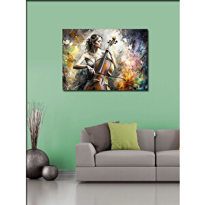 Kanvas Tablo Çello Çalan Kadın 100x140 cm