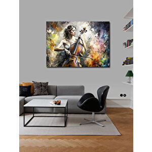 Kanvas Tablo Çello Çalan Kadın 100x140 cm