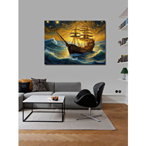 Kanvas Tablo Van Gogh Tarzında Yelkenli Gemi 100x140 cm