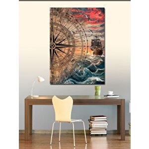 Kanvas Tablo Pusula Ve Gemi 70x100 cm