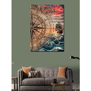 Kanvas Tablo Pusula Ve Gemi 100x140 cm