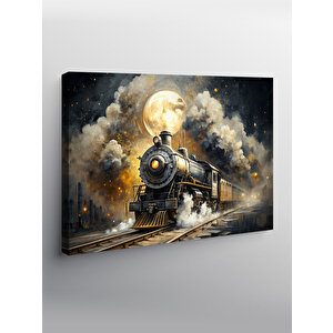 Kanvas Tablo Dolunay Ve Buharlı Tren 70x100 cm