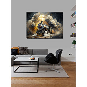 Kanvas Tablo Dolunay Ve Buharlı Tren 70x100 cm
