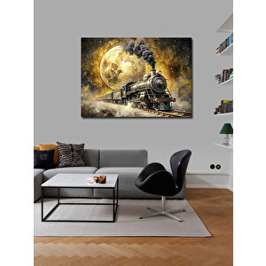 Kanvas Tablo Buharlı Tren Ve Dolunay 70x100 cm
