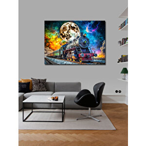 Kanvas Tablo Dolunay Ve Buharlı Tren 70x100 cm