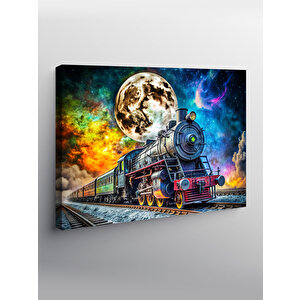Kanvas Tablo Dolunay Ve Buharlı Tren