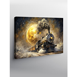 Kanvas Tablo Buharlı Tren Ve Dolunay 70x100 cm