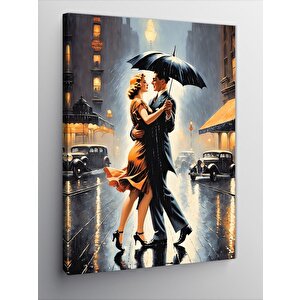 Kanvas Tablo Yağmurda Sarılan Çift 70x100 cm
