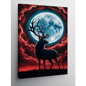Kanvas Tablo Dolunay Ve Geyik 70x100 cm