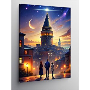 Kanvas Tablo Galata Kulesi Ve Hilal