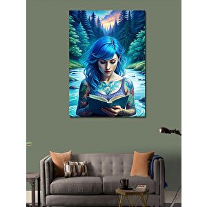 Kanvas Tablo Mavi Saçlı Kız 70x100 cm