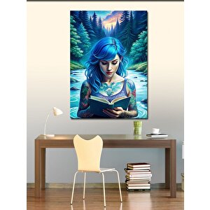 Kanvas Tablo Mavi Saçlı Kız 70x100 cm