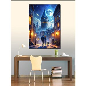 Kanvas Tablo Dolunay Ve Galata Kulesi