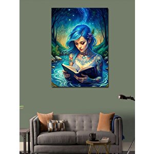 Kanvas Tablo Mavi Saçlı Kız 70x100 cm
