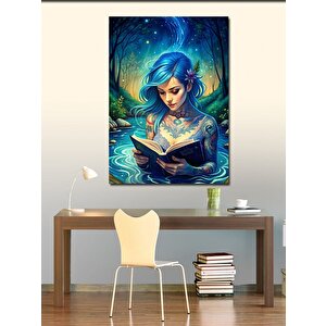 Kanvas Tablo Mavi Saçlı Kız 70x100 cm