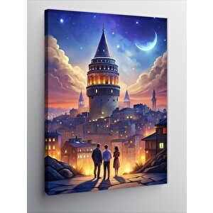 Kanvas Tablo Galata Kulesi Ve Hilal