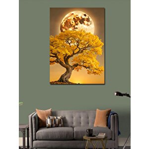 Kanvas Tablo Sarıağaç Ve Dolunay 100x140 cm