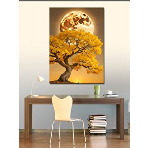 Kanvas Tablo Sarıağaç Ve Dolunay 100x140 cm