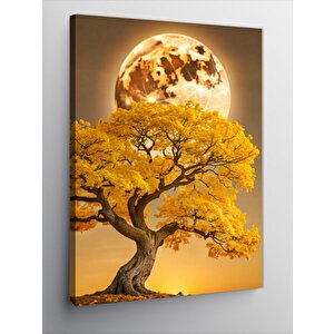 Kanvas Tablo Sarıağaç Ve Dolunay