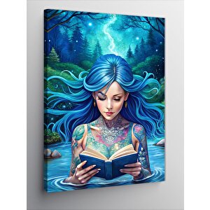Kanvas Tablo Mavi Saçlı Kız 70x100 cm