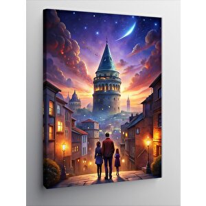 Kanvas Tablo Hilal Ve Galata Kulesi 70x100 cm