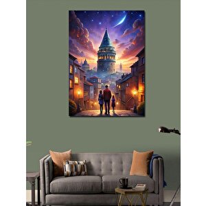 Kanvas Tablo Hilal Ve Galata Kulesi 70x100 cm