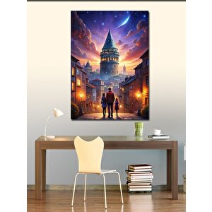 Kanvas Tablo Hilal Ve Galata Kulesi 70x100 cm