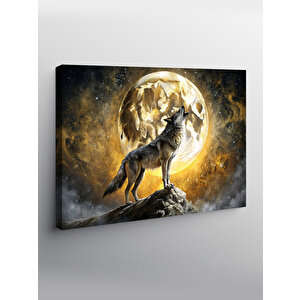 Kanvas Tablo Bozkurt  Ve Dolunay 100x140 cm