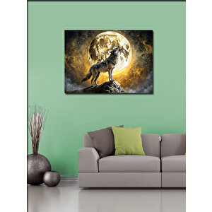 Kanvas Tablo Bozkurt  Ve Dolunay 100x140 cm