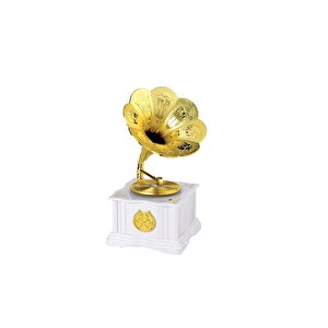 Gramofon Müzik Kutusu, Beyaz, 17x9 Beyaz