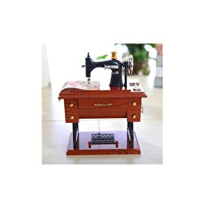 Dikiş Makinesi Müzik Kutusu, Kahverengi, 16x13 Kahverengi
