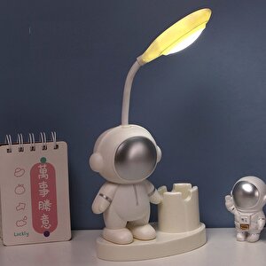 Astronot Masa Lambası Ve Kalemli̇k, Beyaz, 24x15 Beyaz